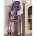 Scaun de Masa pe Roti pentru Copii, Embo, 2 Tavite si Husa Detasabile, Multifuncțional, Stabil, Centura de Siguranta, Spatar Reglabil Moale, Balansoar, Cos de Depozitare, de la 6 Luni, Mov - imagine 6