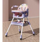 Scaun de Masa pe Roti pentru Copii, Embo, 2 Tavite si Husa Detasabile, Multifuncțional, Stabil, Centura de Siguranta, Spatar Reglabil Moale, Balansoar, Cos de Depozitare, de la 6 Luni, Mov - imagine 7