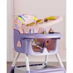 Scaun de Masa pe Roti pentru Copii, Embo, 2 Tavite si Husa Detasabile, Multifuncțional, Stabil, Centura de Siguranta, Spatar Reglabil Moale, Balansoar, Cos de Depozitare, de la 6 Luni, Mov - imagine 8