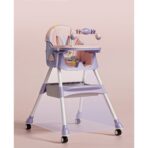 Scaun de Masa pe Roti pentru Copii, Embo, 2 Tavite si Husa Detasabile, Multifuncțional, Stabil, Centura de Siguranta, Spatar Reglabil Moale, Balansoar, Cos de Depozitare, de la 6 Luni, Mov - imagine 11