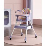 Scaun de Masa pe Roti pentru Copii, Embo, 2 Tavite si Husa Detasabile, Multifuncțional, Stabil, Centura de Siguranta, Spatar Reglabil Moale, Balansoar, Cos de Depozitare, de la 6 Luni, Mov - imagine 13