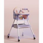 Scaun de Masa pentru Bebelusi si Copii, Embo, 2 Tavite cu Jucarii si Husa Detasabile, Multifuncțional, Stabil, Centura de Siguranta, Spatar Reglabil Moale, Balansoar, Cos de Depozitare, de la 6 Luni, 97x73x65cm, Mov - imagine 4