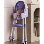 Scaun de Masa pentru Bebelusi si Copii, Embo, 2 Tavite cu Jucarii si Husa Detasabile, Multifuncțional, Stabil, Centura de Siguranta, Spatar Reglabil Moale, Balansoar, Cos de Depozitare, de la 6 Luni, 97x73x65cm, Mov - imagine 9