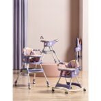 Scaun de Masa pentru Bebelusi si Copii, Embo, 2 Tavite cu Jucarii si Husa Detasabile, Multifuncțional, Stabil, Centura de Siguranta, Spatar Reglabil Moale, Balansoar, Cos de Depozitare, de la 6 Luni, 97x73x65cm, Mov - imagine 11