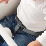 Scaun de masa telescopic pentru bebelusi si copii, Embo, cu Suport picioare si Centura de siguranta, reglabil pe inaltime, Varsta 6-32 luni, Gri - imagine 2