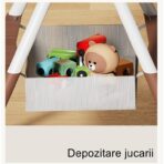 Scaun de Masa pentru Bebelusi si Copii Embo, cu Roti, cu Tetiera, Telescopic, Pliabil, Masuta Reglabila, Suport Picioare, Scaun cu Invelis Piele Artificiala, Centura Siguranta, Spatiu Depozitare, 97 x 73 x 65 cm, Albastru - imagine 5