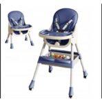 Scaun de masa pentru bebelusi si copii Embo, cu roti, telescopic, pliabil, masuta reglabila, suport picioare, scaun invelis piele artificiala, centura siguranta, spatiu depozitare, 97 x 73 x 65 cm, albastru - imagine 4