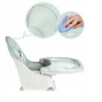 Scaun de Masa pentru Bebelusi si Copii, Embo, cu Roti, Telescopic, Pliabil, Masuta Reglabila, Suport Picioare, Scaun cu Invelis Piele Artificiala, Centura Siguranta, Spatiu Depozitare, 97x73x65 cm, Verde - imagine 6