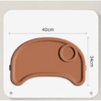 Scaun de Masa pentru Bebelusi si Copii, Embo, cu Roti, Telescopic, Pliabil, Masuta Reglabila, Suport Picioare, Scaun cu Invelis Piele Artificiala, Centura Siguranta, Spatiu Depozitare, 97x73x65 cm, Maro - imagine 3