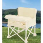 Scaun de Masa pentru Bebelusi si Copii, Embo, Tavita si Husa Detasabile, Multifuncțional, Stabil, Centura de Siguranta, Cos de Depozitare, Bej, cu Umbrela Roz, de la 6 Luni - imagine 6