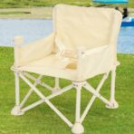 Scaun de Masa pentru Bebelusi si Copii, Embo, Tavita si Husa Detasabile, Multifuncțional, Stabil, Centura de Siguranta, Cos de Depozitare, Bej, cu Umbrela Verde, de la 6 Luni - imagine 5