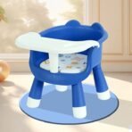 Scaun de Masa pentru Copii, Embo, 2 in 1, Tavita Detasabila, Spatar Ergonomic, +6 Luni, Inaltime 36 cm, Albastru - imagine 3