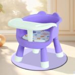 Scaun de Masa pentru Copii, Embo, 2 in 1, Tavita Detasabila, Spatar Ergonomic, +6 Luni, Inaltime 36 cm, Mov - imagine 2