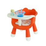 Scaun de Masa pentru Copii, Embo, 2 in 1, Tavita Detasabila, Spatar Ergonomic, +6 Luni, Inaltime 36 cm, Portocaliu