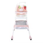 Scaun de Masa pentru Copii, Embo, Multifunctional, Pliabil, cu Roti, Cos de Depozitare, din Plastic, Centura de Siguranta, Suport de Agatat Jucarii, 110 x 60 x 70 cm, Roz - imagine 3