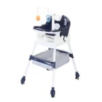 Scaun de Masa pentru Copii, Embo, Multifunctional, Pliabil, cu Roti, Cos de Depozitare, din Plastic, Centura de Siguranta, Suport de Agatat Jucarii, 110 x 60 x 70 cm, Albastru