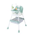 Scaun de Masa pentru Copii, Embo, Multifunctional, Pliabil, cu Roti, Cos de Depozitare, din Plastic, Centura de Siguranta, Suport de Agatat Jucarii, 110 x 60 x 70 cm, Verde