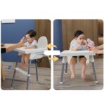 Scaun de masa telescopic pentru bebelusi si copii, Embo, cu Suport picioare si Centura de siguranta, reglabil pe inaltime, Varsta 6-32 luni, Alb - imagine 6