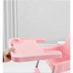 Scaun de masa telescopic pentru bebelusi si copii, Embo, cu Suport picioare si Centura de siguranta, reglabil pe inaltime, Varsta 6-32 luni, Roz - imagine 7
