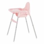 Scaun de masa telescopic pentru bebelusi si copii, Embo, cu Suport picioare si Centura de siguranta, reglabil pe inaltime, Varsta 6-32 luni, Roz