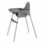 Scaun de masa telescopic pentru bebelusi si copii, Embo, cu Suport picioare si Centura de siguranta, reglabil pe inaltime, Varsta 6-32 luni, Gri