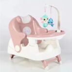 Scaun pentru Copii 2 in 1, Embo, pentru Servit Masa si pentru Baie, Multifunctional, Pliabil, Portabil, din Plastic, Spatar Reglabil, 58 x 39 cm, Roz - imagine 3