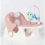 Scaun pentru Copii 2 in 1, Embo, pentru Servit Masa si pentru Baie, Multifunctional, Pliabil, Portabil, din Plastic, Spatar Reglabil, 58 x 39 cm, Roz - imagine 4