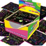 Set 100 de Foi de Hartie de Razuit, Embo, cu Creion din Bambus, pentru Desen, 8.5 x 8.5, Curcubeu, Negru - imagine 3