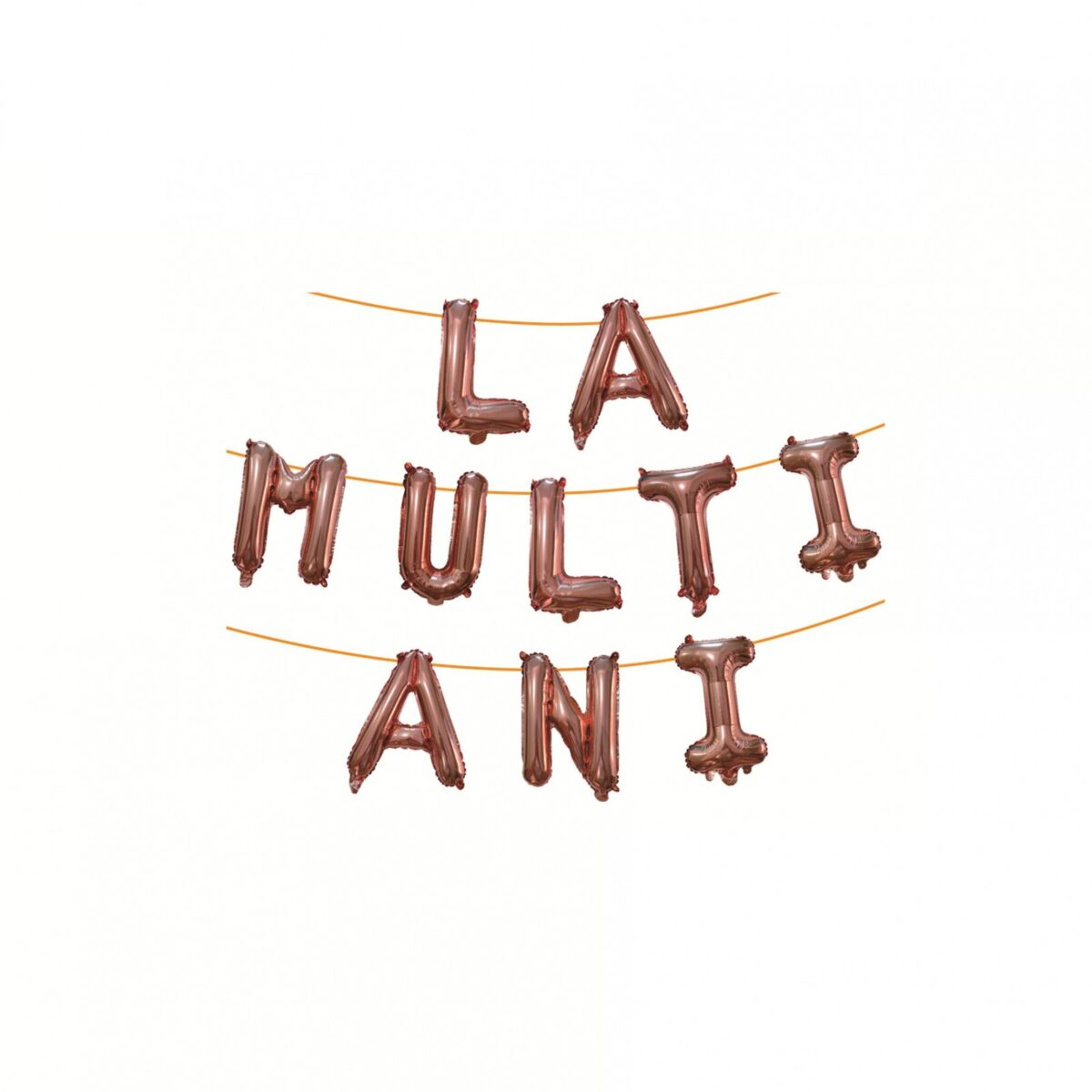 Set 10 Baloane din Folie Metalizata, Embo, Figurine Litere, Model La multi ani, Tema Aniversare, 40 cm, Ambalaj Individual, Pai Inclus,  Umflare cu Aer sau Heliu, Bej - imagine 2