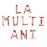 Set 10 Baloane din Folie Metalizata, Embo, Figurine Litere, Model La multi ani, Tema Aniversare, 40 cm, Ambalaj Individual, Pai Inclus,  Umflare cu Aer sau Heliu, Bej