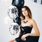 Set 10 Baloane din Latex, Embo, Model Party Confetti, 5 x Confetti, 5 x Negru, 25 cm, 2.2g - imagine 3