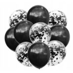 Set 10 Baloane din Latex, Embo, Model Party Confetti, 5 x Confetti, 5 x Negru, 25 cm, 2.2g - imagine 4