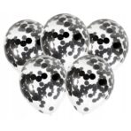 Set 10 Baloane din Latex, Embo, Model Party Confetti, 5 x Confetti, 5 x Negru, 25 cm, 2.2g - imagine 6