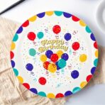 Set 10 Farfurii de Unica Folosinta, Embo, din Carton, 18 cm, Model Happy Birthday, Multicolor - imagine 3