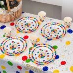 Set 10 Farfurii de Unica Folosinta, Embo, din Carton, 23 cm, Model Happy Birthday, Multicolor - imagine 5