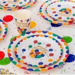 Set 10 Farfurii de Unica Folosinta, Embo, din Carton, 23 cm, Model Happy Birthday, Multicolor - imagine 6