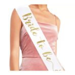 Set 10 Panglici Bride to Be si Team Bride, Embo, din Panza, Alb/Roz - imagine 3