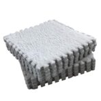 Set 10 Piese Covor tip Puzzle, Embo, Spuma EVA, Pufos, 30 x 30 x 1 cm, Alb