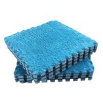 Set 10 Piese Covor tip Puzzle, Embo, Spuma EVA, Pufos, 30 x 30 x 1 cm, Albastru