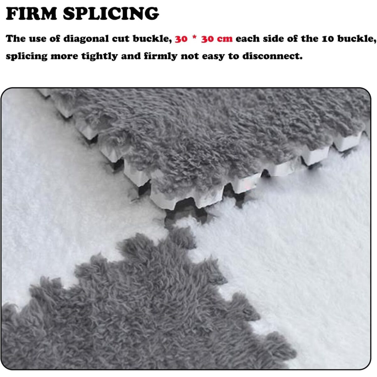 Set 10 Piese Covor tip Puzzle, Embo, Spuma EVA, Pufos, 30 x 30 x 1 cm, Gri - imagine 8