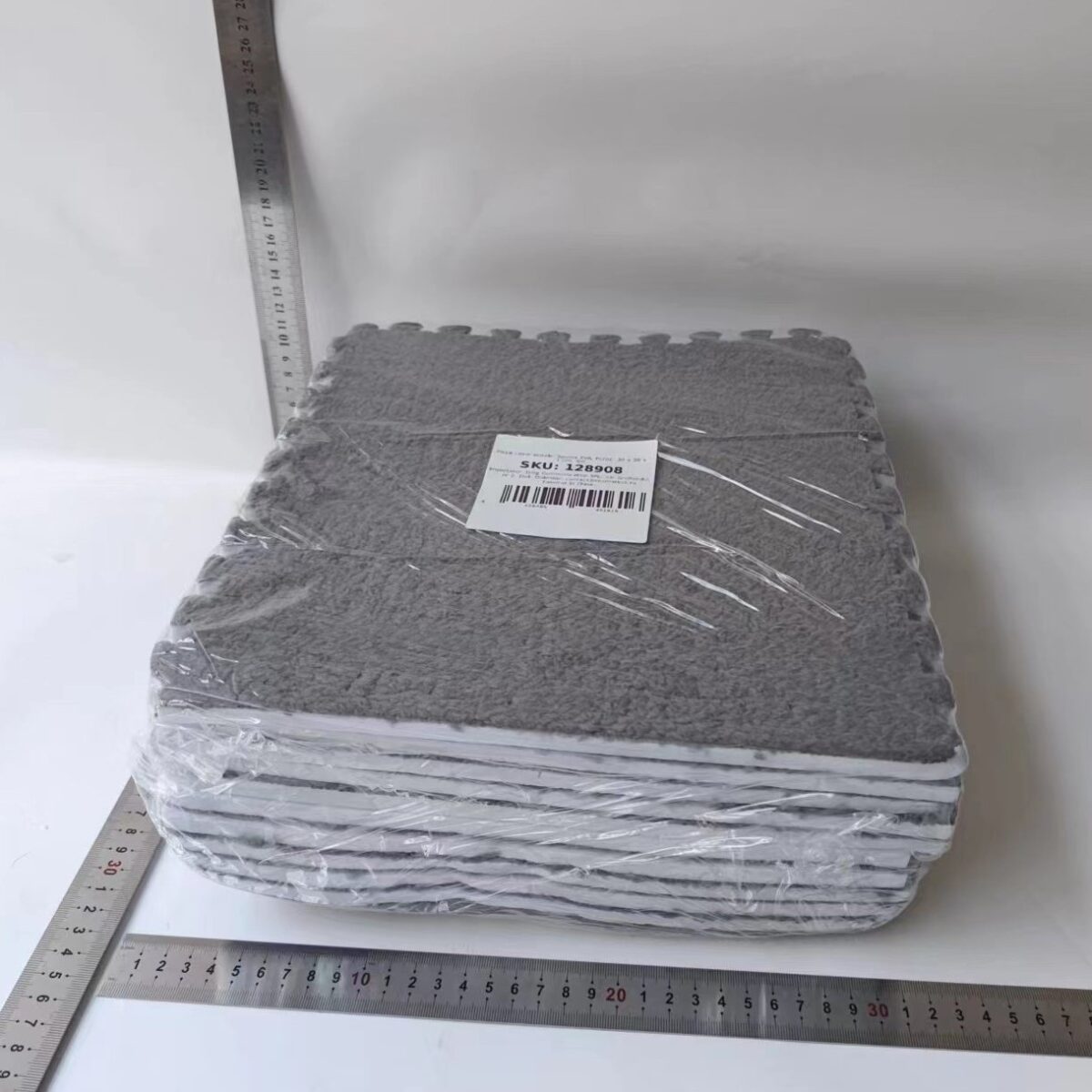 Set 10 Piese Covor tip Puzzle, Embo, Spuma EVA, Pufos, 30 x 30 x 1 cm, Gri - imagine 10