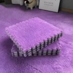 Set 10 Piese Covor tip Puzzle, Embo, Spuma EVA, Pufos, 30 x 30 x 1 cm, Mov - imagine 2