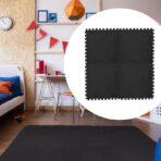 Set 10 Piese Covor tip Puzzle, Embo, Spuma EVA, Pufos, 30 x 30 x 1 cm, Negru - imagine 12