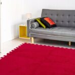 Set 10 Piese Covor tip Puzzle, Embo, Spuma EVA, Pufos, 30 x 30 x 1 cm, Rosu - imagine 5