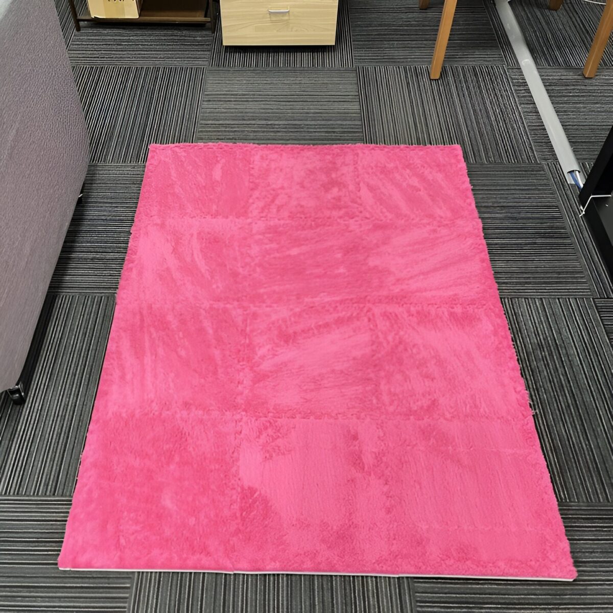 Set 10 Piese Covor tip Puzzle, Embo, Spuma EVA, Pufos, 30 x 30 x 1 cm, Roz - imagine 5