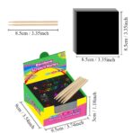 Set 100 de Foi de Hartie de Razuit, Embo, cu Creion din Bambus, pentru Desen, 8.5 x 8.5, Curcubeu, Negru - imagine 5