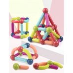 Set 100 Piese Magnetice de Constructie, Embo, Magnetic Sticks, Bastonase si Bile, 3 Ani, ABS, Magnet, 24 x 18.5 x 14 cm, Multicolor - imagine 4