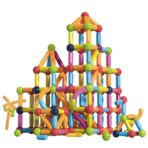 Set 100 Piese Magnetice de Constructie, Embo, Magnetic Sticks, Bastonase si Bile, 3 Ani, ABS, Magnet, 24 x 18.5 x 14 cm, Multicolor