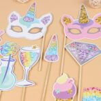 Set 12 Accesorii pentru Petrecere, Embo, Props pentru Photo Corner, Tema Aniversare Copii, Multicolor - imagine 4