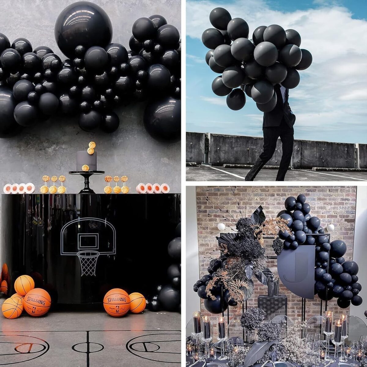 Set 12 Baloane, Embo, din Latex Standard, 30 cm, Negru - imagine 3